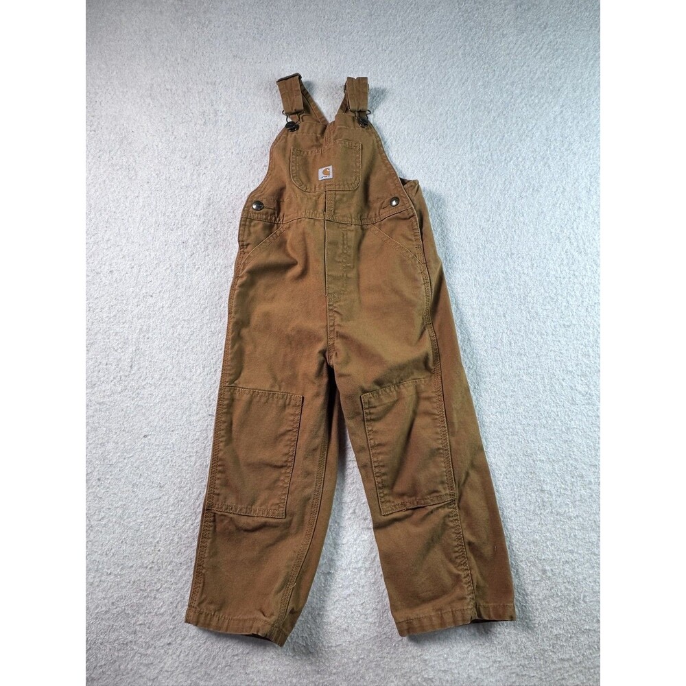 Carhartt Kids Boys Overalls Bib Pants Brown 3T Work Play Adjustable Straps